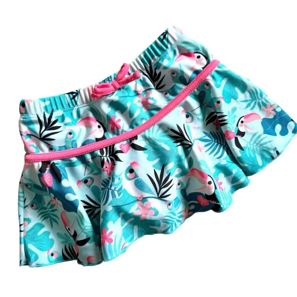 Toddler Girls UV Skinz Parrot Tropical Print Swim Skirt Bikini Bottoms - Sz 2T